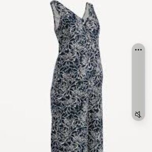 Old Navy Maternity Sleeveless Linen-Blend Cropped Henley Jumpsuit Sz XL